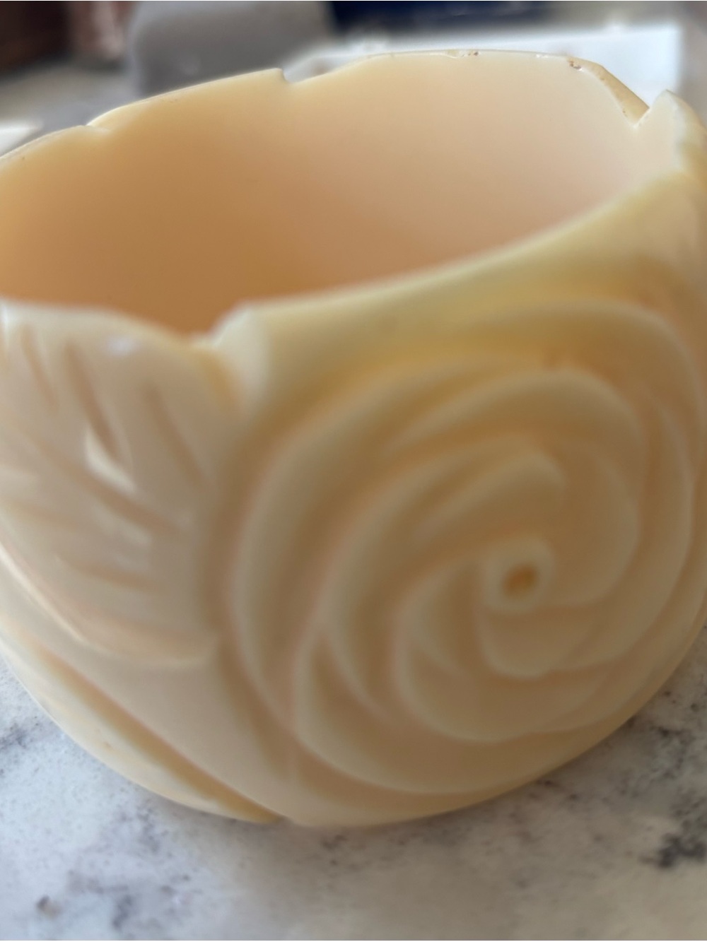 Cream Rose Carved vintage Bakelite chunky bracelet